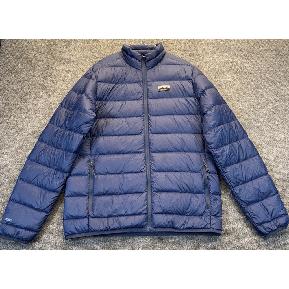 Eddie Bauer Men's Small Blue Down Puffer Jacket EB650 Packable Lightweight